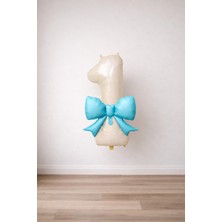 Patladı Gitti Mavi Fiyonk & Krem Rakam 1 Folyo Balon Seti