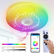 Plentiful Akıllı Tavan Lambası 60W Kısılabilir, Bluetooth Hoparlör Uzaktan Kumanda Rgb LED Renk Değişimi Lamba Müzik Dekoratif Aydınlatma Smart