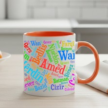 Zerya Kürt Şehirleri Tasarımlı Klasik Mavi Kupa Bardağı - Kürtçe Şehir Isimleri Klasik Mavi Renk Kupa Bardak