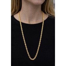 Huma Butik Takı Aksesuar Uzun Gold Halat Model Çelik Kolye