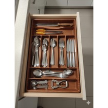 abnturk 57X37 Ebatlarında 8 Gözlü Ahşap Görünümlü Plastik  Çekmece Içi Kaşıklık