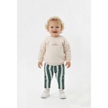 Pini Co Erkek Bebek "sunday Happy Day" Baskılı Sweatshirt ve Çizgili Pantolon Takımı