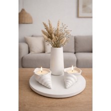 Dekoratif Istiridye Mumluklu Vazo Set Hediyelik Aksesuar Ev Yaşam