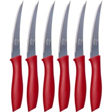 Kitchen Design Lab Kırmızı Renkli 6 Adet Lazer Kesim Tırtıklı Orta Boy Meyve Sebze Bıçağı