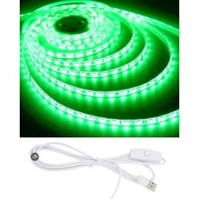 Powerr Led Aydınlatma 5 Metre 5 Volt 2835 Smd Yeşil Iç Mekan 60 Ledli Şerit USB Li Anahtarlı Beyaz Güç Kablosu Set