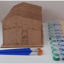 Ebrulisler 10 Adet Kabe Maket 10 Adet Boya 10 Adet Fırça Ahşap Boyama Dini Aktivite Okul Kurs Etkinlik Seti