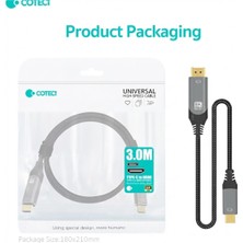 Coteci Type-C To HDMI Dönüştürücü Kablo 3 Metre - 8k 30Hz / 4K 120Hz Destekli Hdr Görüntü Aktarıcı