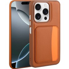iPhone 15 Kılıf Kartlıklı Zore X-Kart Silikon Kapak - Kahverengi