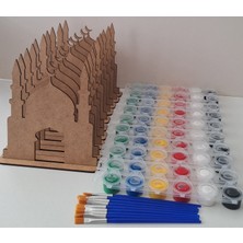 Ebrulisler 10 Cami 10 Boya 10 Fırça Maket Ahşap Boyama Dini Aktivite Okul Kurs Etkinlik Hobi Seti