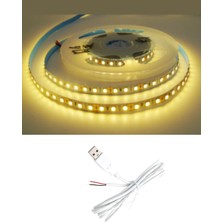 Powerr Led Aydınlatma 5 Metre 5 Volt 2835 Smd 3000 K Günışığı Iç Mekan 60 Ledli Şerit USB Li Beyaz Güç Kablosu Set