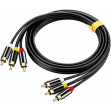 Jinghua 3 Rca To 3 Rca Tos Kablosu (5m) Sarı Kırmızı Beyaz Lale Jak Av Ses ve Görüntü Kablosu (Altın Uçlu)