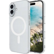Apple iPhone 16 Plus Kılıf Nxar Magsafe Şarj Özellikli Şeffaf Tek Kamera Çerçeveli Porto Kapak-Şeffa