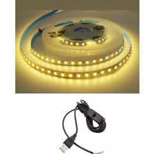 Powerr Led Aydınlatma 5 Metre 5 Volt 2835 Smd 3000 K Günışığı Iç Mekan 60 Ledli Şerit USB Li Anahtarlı Siyah Güç Kablosu Set