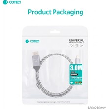 Coteci Type-C To Displayport Kablo 8k 60Hz 4K 144Hz Dp 1.4 Thunderbolt Uyumlu Görüntü Aktarıcı 3 Metre