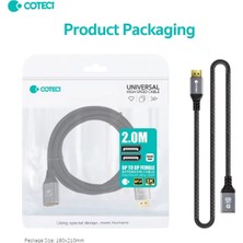 Coteci Erkek Displayport To Dişi Displayport Uzatma Kablosu 2 Metre - 8k 60Hz / 4K 165Hz Dp 1.4 Dönüştürücü