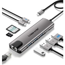 Lemorele TC39, 9 In 1 USB Type-C Hub Çoklayıcı Çoğaltıcı, Gigabit Ethernet 4K Hdmı, Pd Şarj 3x USB Sd Okuyucu