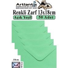 Artlantis Açık Yeşil Zarf 13X18 cm 50 Adet Açık Yeşil Mektup Zarfı Davetiye Zarfı Kartpostal Çekiliş Hediye Zarfı