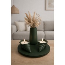 Dekoratif Istiridye Mumluklu Vazo Set Hediyelik Aksesuar Ev Yaşam