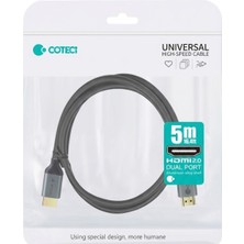 Coteci HDMI To HDMI 5 Metre 4K 60Hz HDMI 2.0 Kablo Ultra Hd Hdr Slim Ince Altın Uçlu Görüntü Aktarıcı