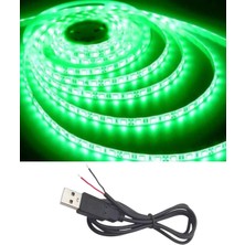 Powerr Led Aydınlatma 5 Metre 5 Volt 2835 Smd Yeşil Iç Mekan 60 Ledli Şerit USB Li Siyah Güç Kablosu Set