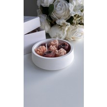 A V Concept Vanilya Kokulu Beton Kase Çiçek Mum – El Yapımı Dekoratif Gül Tasarımlı Romantik Hediye