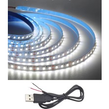 Powerr Led Aydınlatma 5 Metre 5 Volt 2835 Smd 6500 K Beyaz Iç Mekan 60 Ledli Şerit USB Li Siyah Güç Kablosu Set