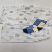 vitvit Erkek Çocuk Yıldızlı Pijama Takımı ve Çorap 3-4 Yaş