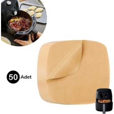 Akıllı Durak 50 Adet Air Fryer Pişirme Kağıdı Tek Kullanımlık Yağ Su Geçirmez Yapışmaz Deliksiz Düz Kare Model