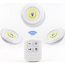 Akıllı Durak 3 Lü Kumandalı Yapışkanlı Kablosuz Pilli LED Spot Lamba Işıldak
