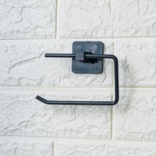 Akıllı Durak Ad Kendiliğinden Yapışkanlı Siyah Paslanmaz Metal Kapaksız Tuvalet Kağıtlığı Aparatı