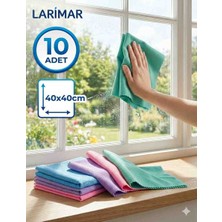 Larimar 10 Adet Kurulama Gerektirmeyen Sihirli Mikrofiber Cam ve Ayna Bezi Renkli 40X40 cm