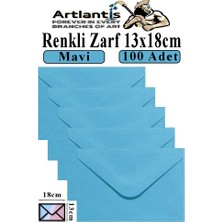 Artlantis Mavi Zarf 13X18 cm 100 Adet Mavi Mektup Zarfı Davetiye Zarfı Kartpostal Çekiliş Hediye Zarfı