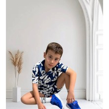 Mavi Gömlek Şort Ikili Takım