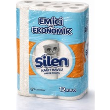 Silen Emici ve Ekonomik Kağıt Havlu 12 Rulo | Güçlü Emicilik, Uzun Kullanım