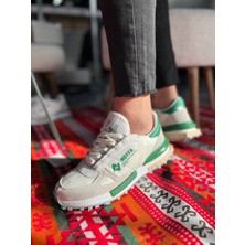 Zapatos Kb-N1 Erkek Günlük Bağcıklı Süet Paraşüt Kumaş Spor Sneaker Ayakkabı Spkbt - Beyaz/yeşil