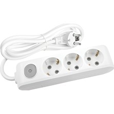Viko Üçlü Topraklı Priz Anahtarlı Kablolu Çocuk Korumalı 3mt Beyaz