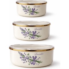 Vakum Kapaklı Emaye Cam Saklama Kabı Seti – 14 Cm, 16 Cm, 18 cm – Desenli, Şık ve Dayanıklı