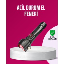 Sepetink Acil Durum El Feneri Çekiç ve Pusula Özellikli Güçlü Işık