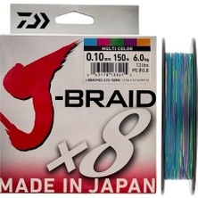 Daiwa J-Braid 8x Multi Color 150 mt 0.10 mm Ip Misina