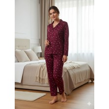 Boston Milan Kumaş Kadın Gömlek Yaka  Pijama Takımı