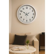 Akıllı Durak 52 cm Beyaz Metal Dekoratif Duvar Saati