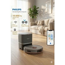 Philips 360 Derece Lazer Haritalama Yapan Akıllı Robot Süpürge 10.000 Pa Emiş Gücü Çift Döner Paspas Sistemi ve Küçük Nesneleri Gören Akıllı Sensörler