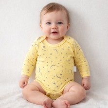 Bebek Uzun Kollu Body Zıbın | Desenli Pamuklu Çıtçıtlı – Sarı
