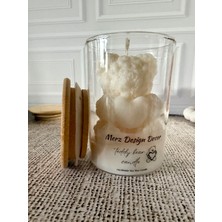 Merz Design Decor Kalpli Ayıcık Teddy Bear Candle %100 Doğal Vegan Soya Wax Kapaklı Kavanoz Mum
