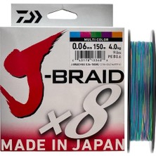 Daiwa J-Braid 8x Multi Color 150 mt 0.06 mm Ip Misina