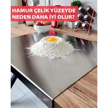 Sekiziki Paslanmaz Çelik Tezgahlık 50×60×0,15 cm (Net Kullanım Yüzeyi 50×60 Cm'dir.Bükümlü Kısım 3,5 Cm.)