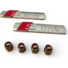 Audi S Line Metal 2 Adet 3D Amblem ve 4 Adet Sibop Kapak Takım
