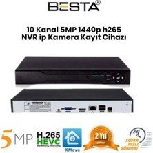 5 Mp 1440P 10 Kanal H265 Nvr Ip Kamera Kayıt Cihazı KD-510