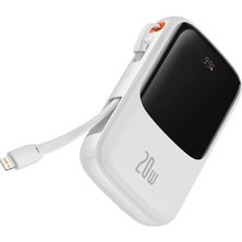 Flamex Baseus Qpow Pro Dijital Göstergeli 10000MAH 20W Hızlı Şarj Powerbank iPhone Lightning Kablolu-(5