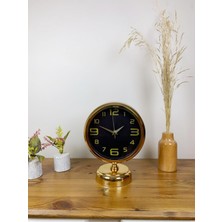 Akıllı Durak Gold Metal Siyah Inci Masa Saati 25×20 cm